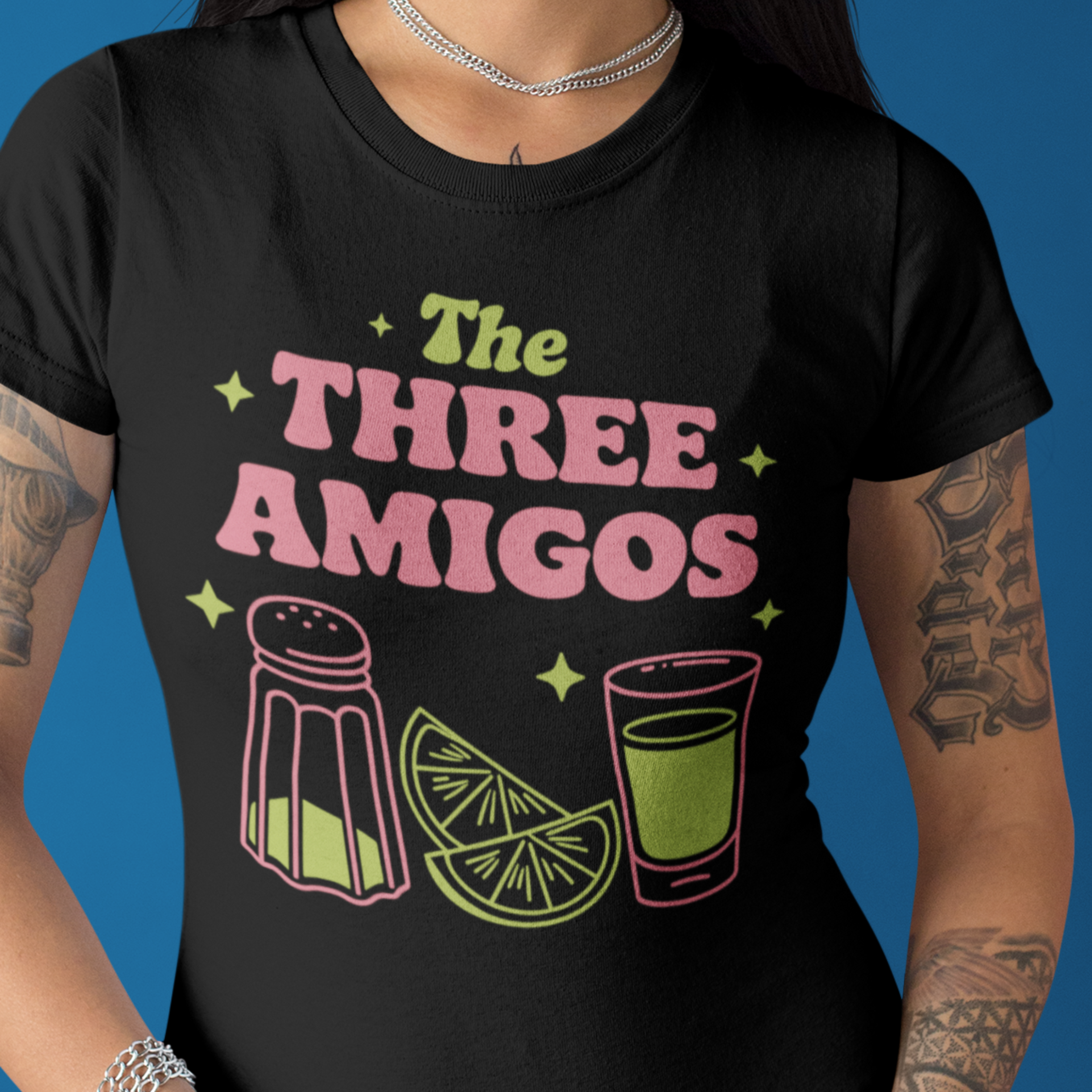 Dreier-Motiv "Three Amigos" von Nicoles-Transferwelt, farbiges Design mit drei amigos, geeignet für Textil-Thermo-Transfer.