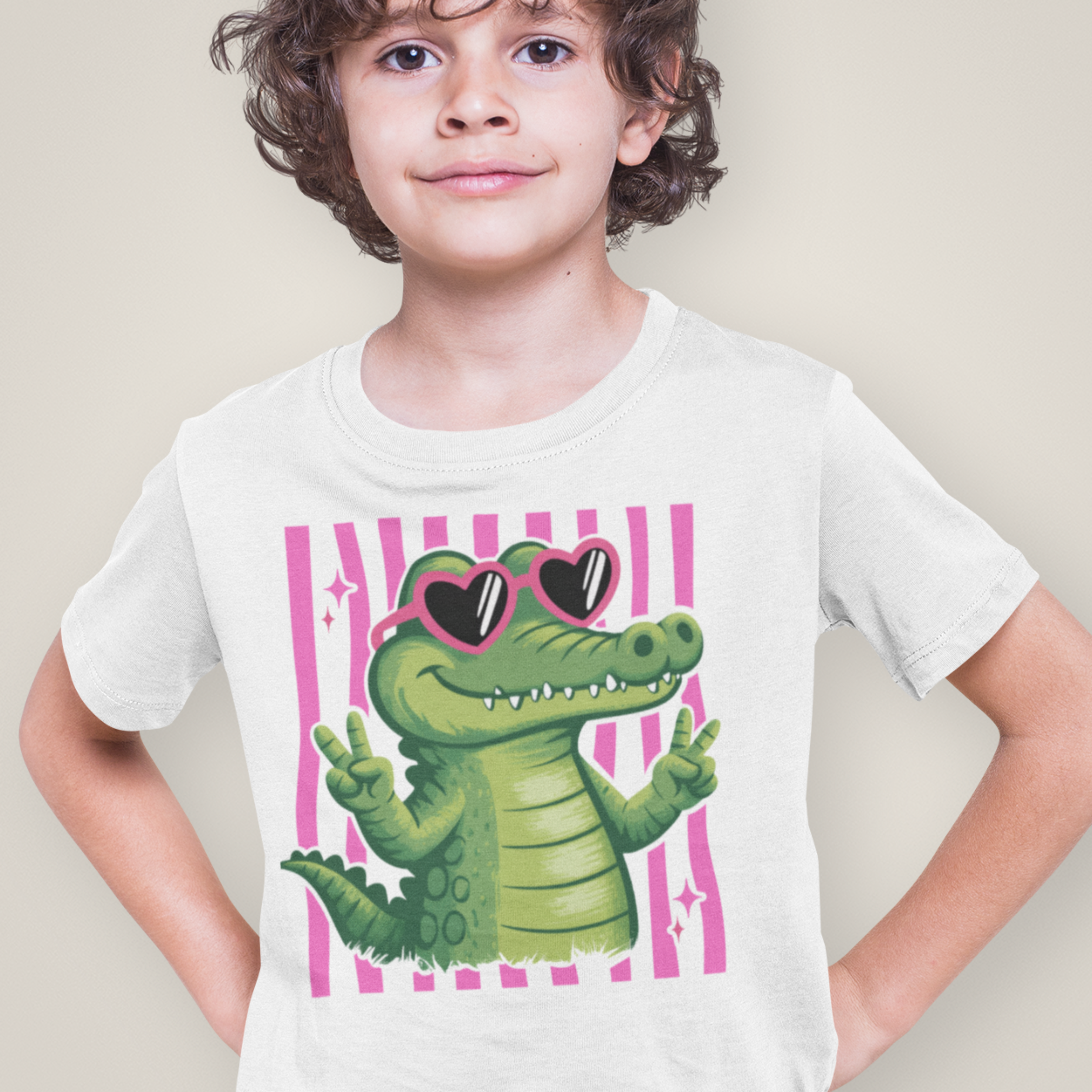 Kinder-Motiv KROKO von Nicoles-Transferwelt, kindliches Krokodil-Design auf Transferbildschirm für Kinderkleidung