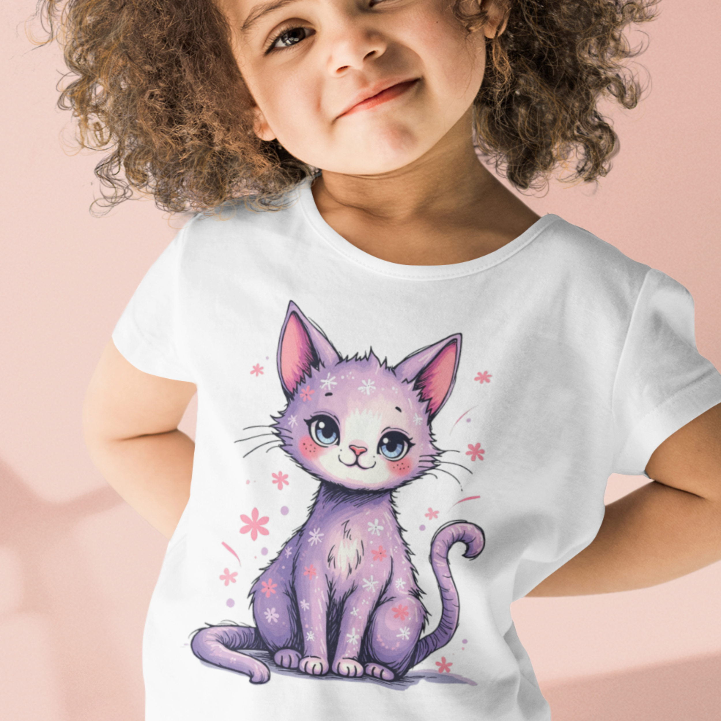 Lila Katzen-Motiv von Nicoles-Transferwelt, kreative Transferfolie mit Katze, auf weißem Hintergrund, ideal für Bastelprojekte