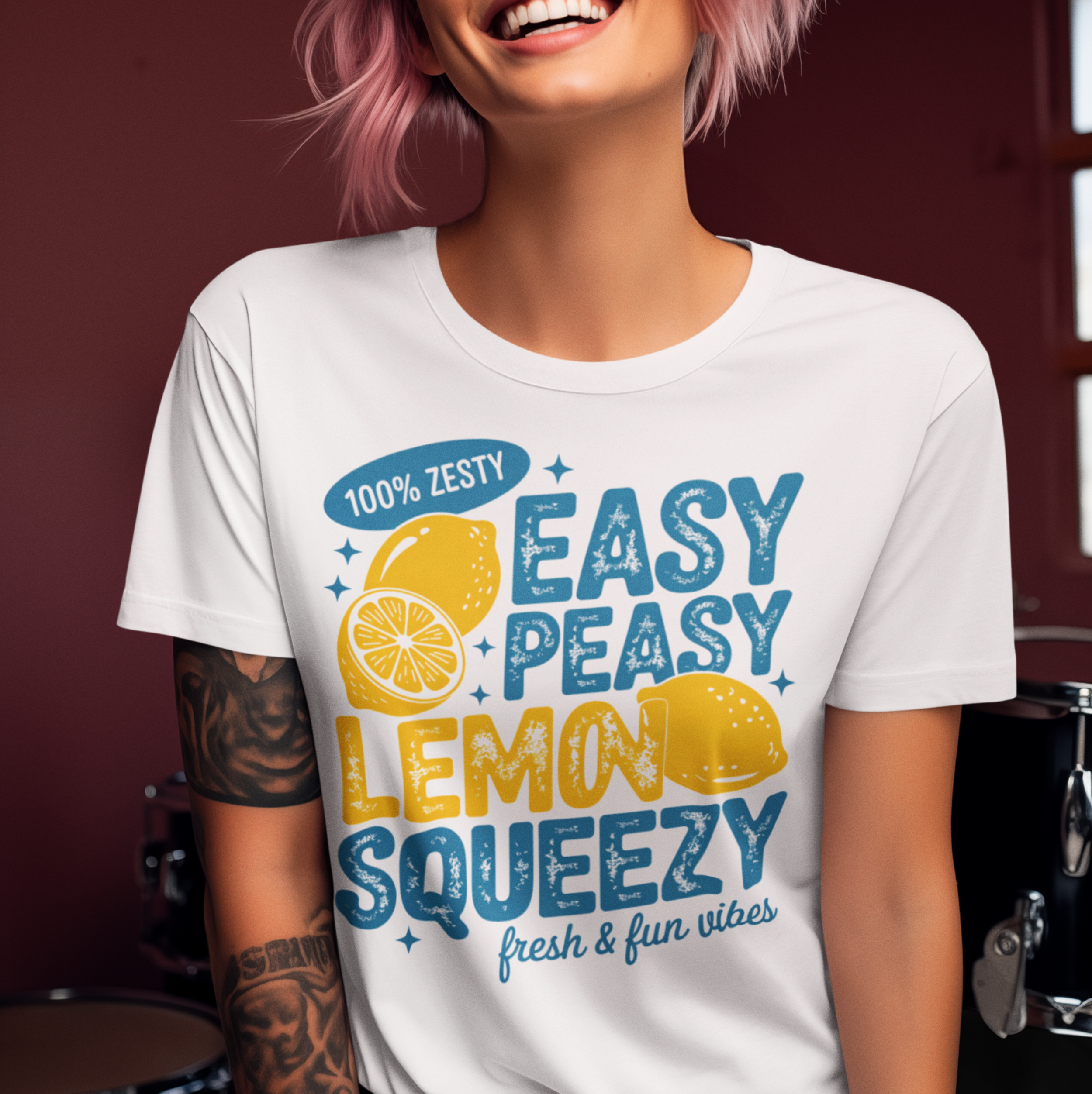 Motivbild mit Zitronen und Squeeze-Text, Design von Nicoles-Transferwelt, frisches Zitronenmotiv für Transfers und Bastelprojekte.